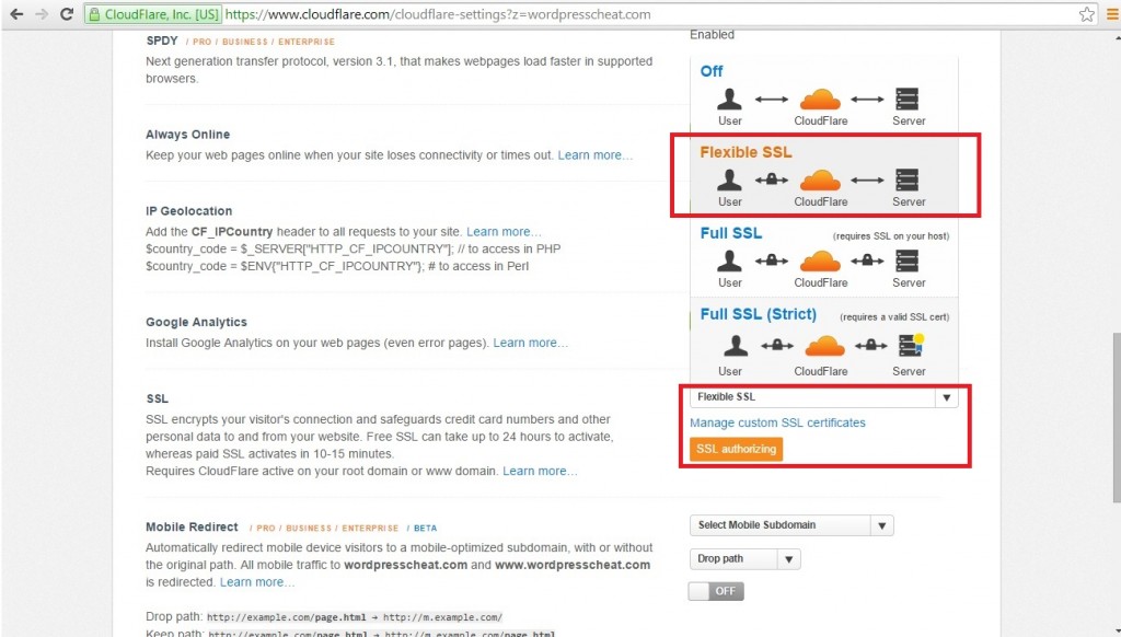 Wordpress CloudFlare Flexible SSL