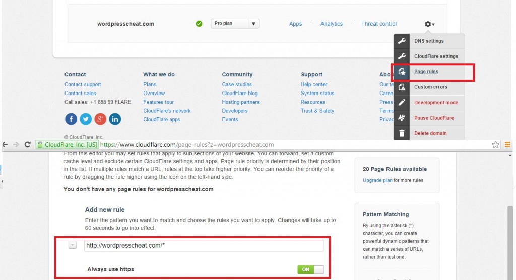 Wordpress HTTPS Cloudflare Page Rule