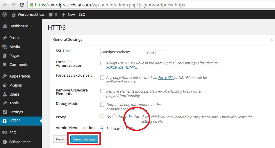 Wordpress HTTPS SSL Setting